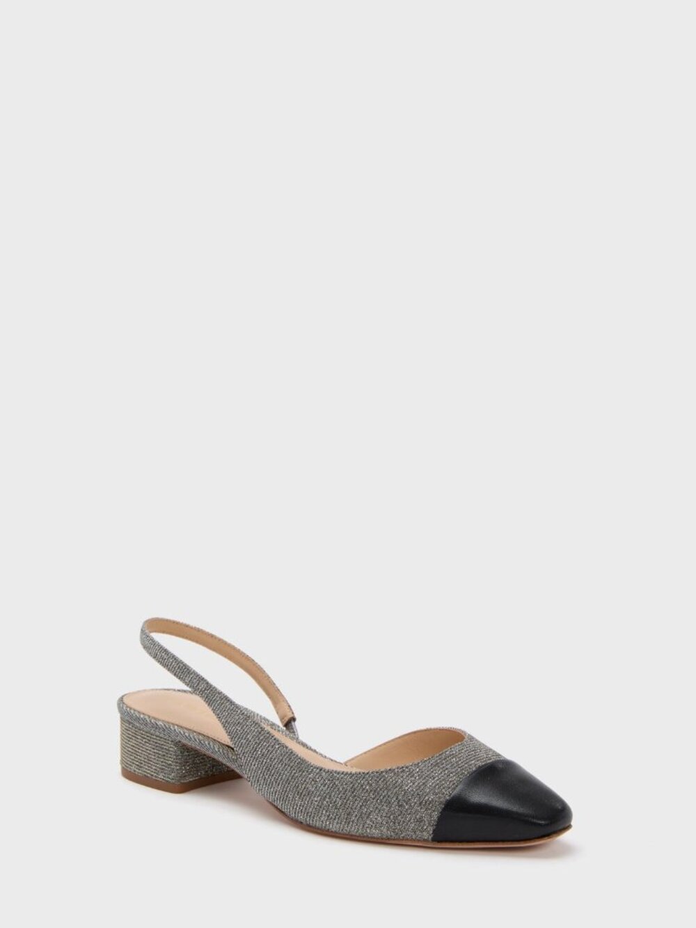 Veronica Beard Cecile Slingback Cap Toe Heels Silver Lurex 8.5